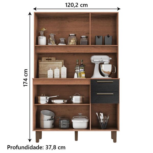 Armário De Cozinha Completa Compacta 6 Portas 2 Gavetas 1,20m Pop