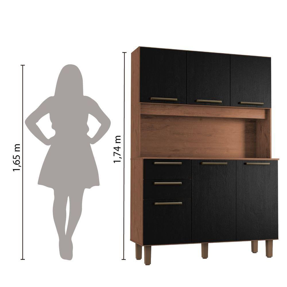 Armário De Cozinha Completa Compacta 6 Portas 2 Gavetas 1,20m Pop