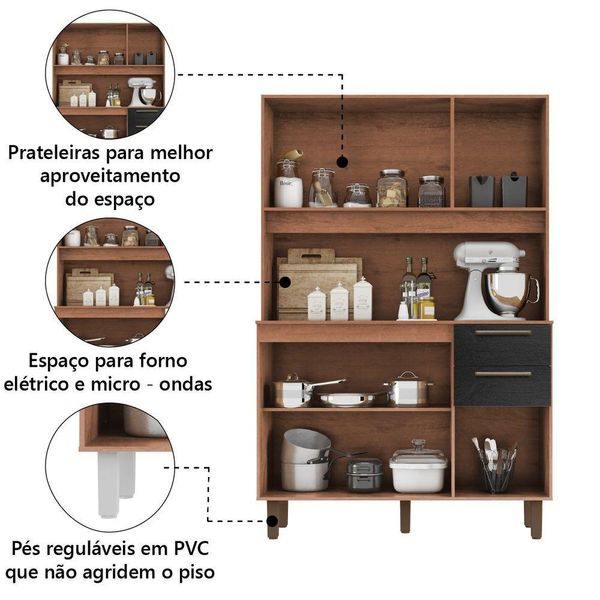 Armário De Cozinha Completa Compacta 6 Portas 2 Gavetas 1,20m Pop