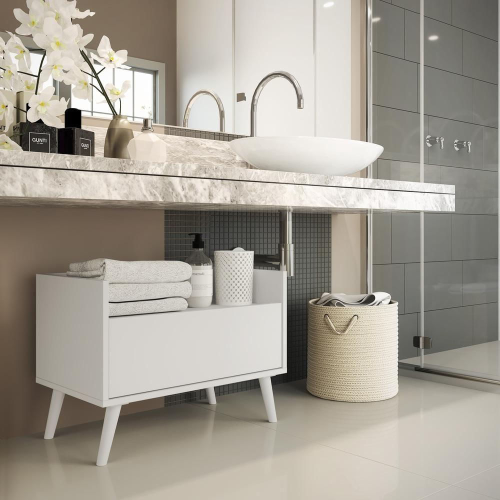 Gabinete De Banheiro Retrô 80 Cm Fg5000 Branco