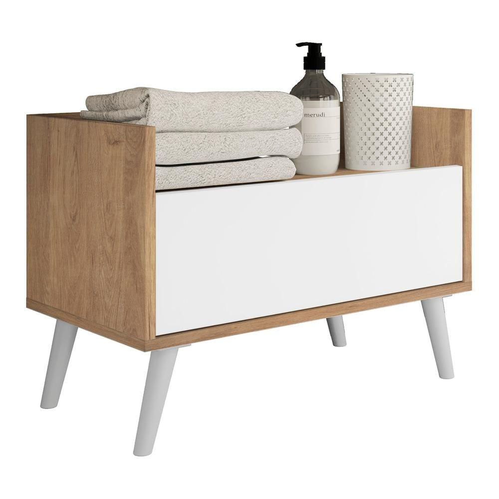 Gabinete Armário Banheiro 80 Cm Rustic/branco