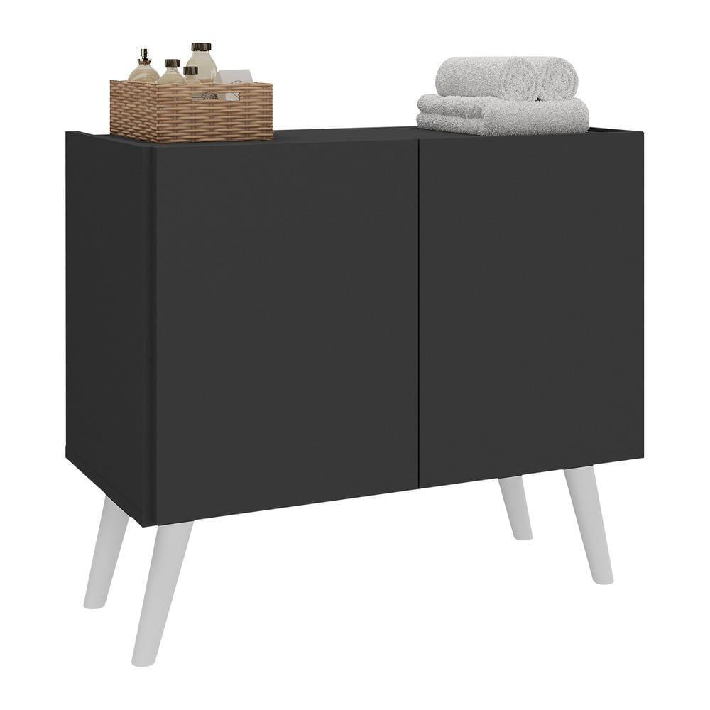 Gabinete Banheiro 62,5cmRetrô Multimóveis Mp5045Preto/branco