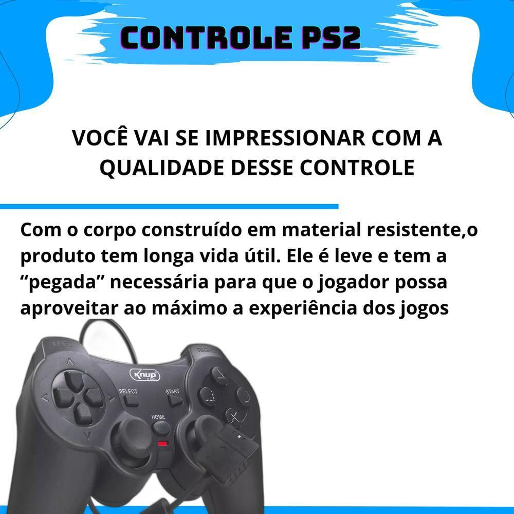 Kit 2 Controles Joystick Manete Ps2 Ps1 Plug And Play Dualshock Com Memory Card 8gb