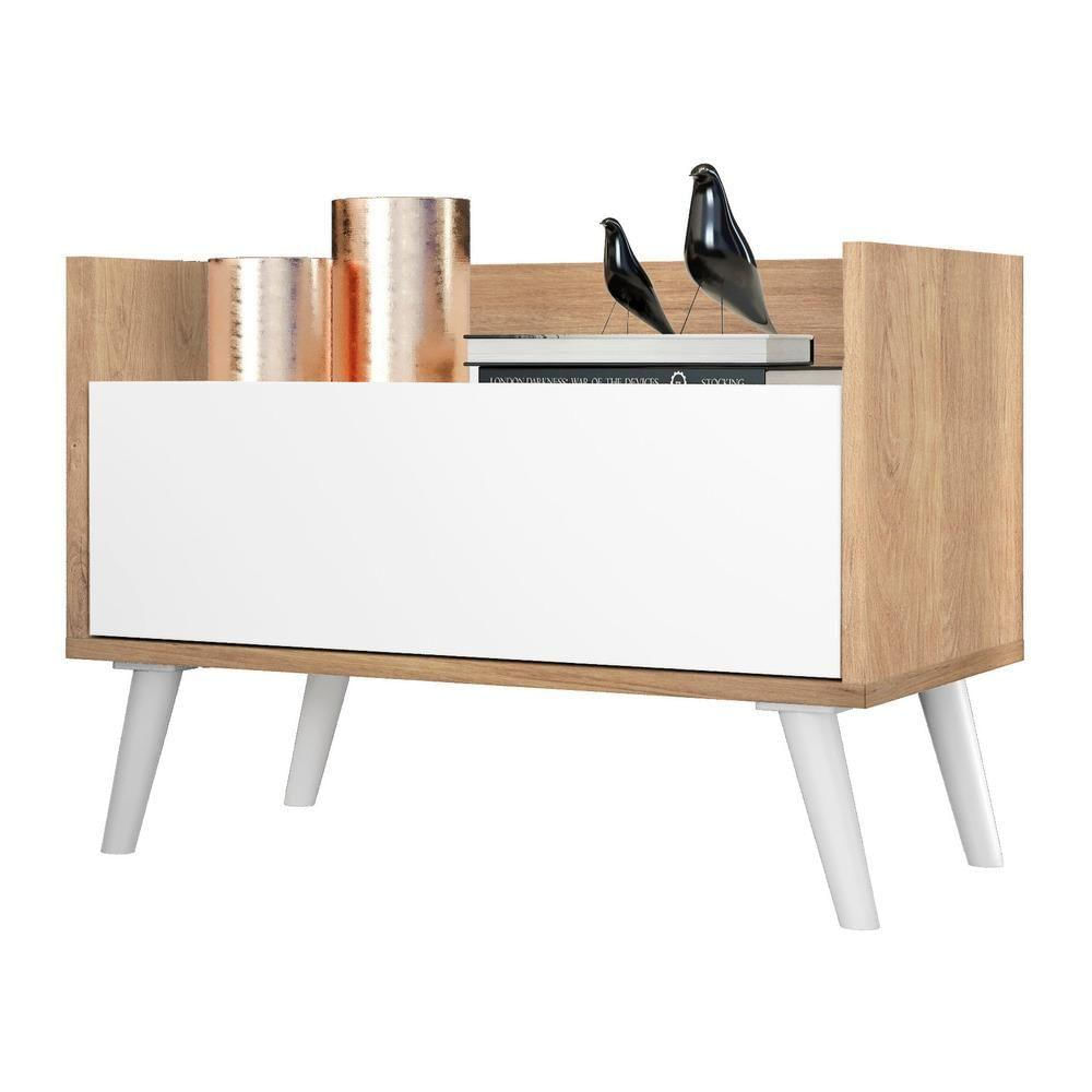 Mesa De Cabeceira 80 Cm Rustic/branco