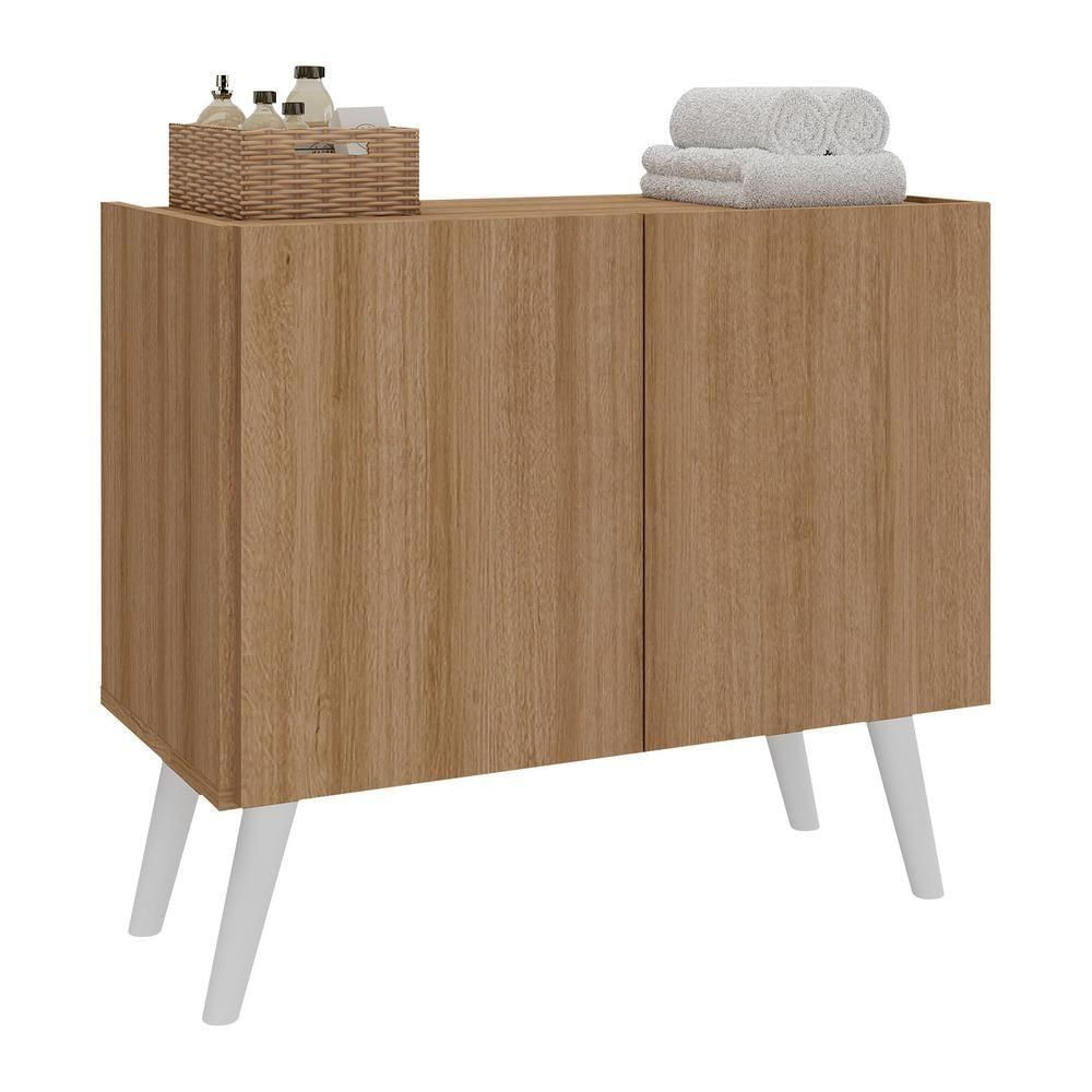 Gabinete Armário De Banheiro 62,5cm Retrô 2 Portas Multimóveis Mp5045 Rustic/branco Rustic/branco