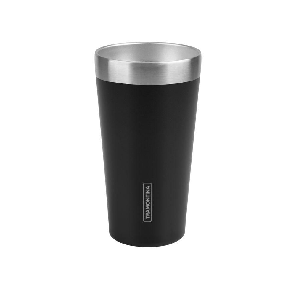 Copo Térmico Tramontina Exata Em Aço Inox Preto Sem Tampa 420 Ml
