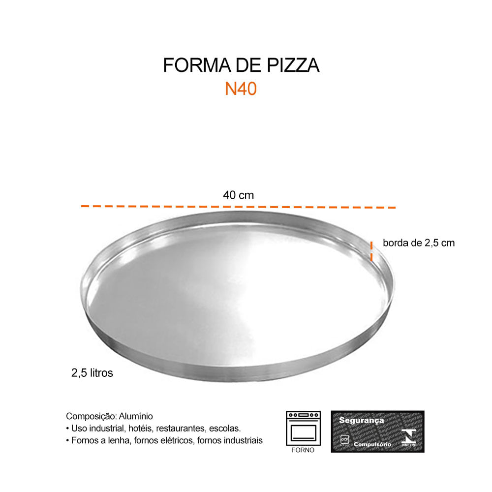 Forma de Pizza Grande Assadeira Redonda Aluminio 40cm 4un