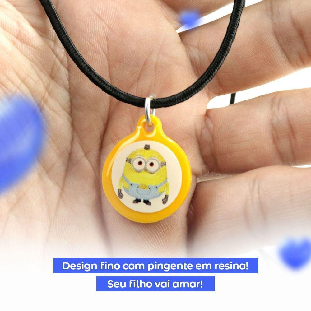 Colar Infantil Unissex + Pingente Minions Qualidade Premium Criança Presente Ajustavel Moda Rosa