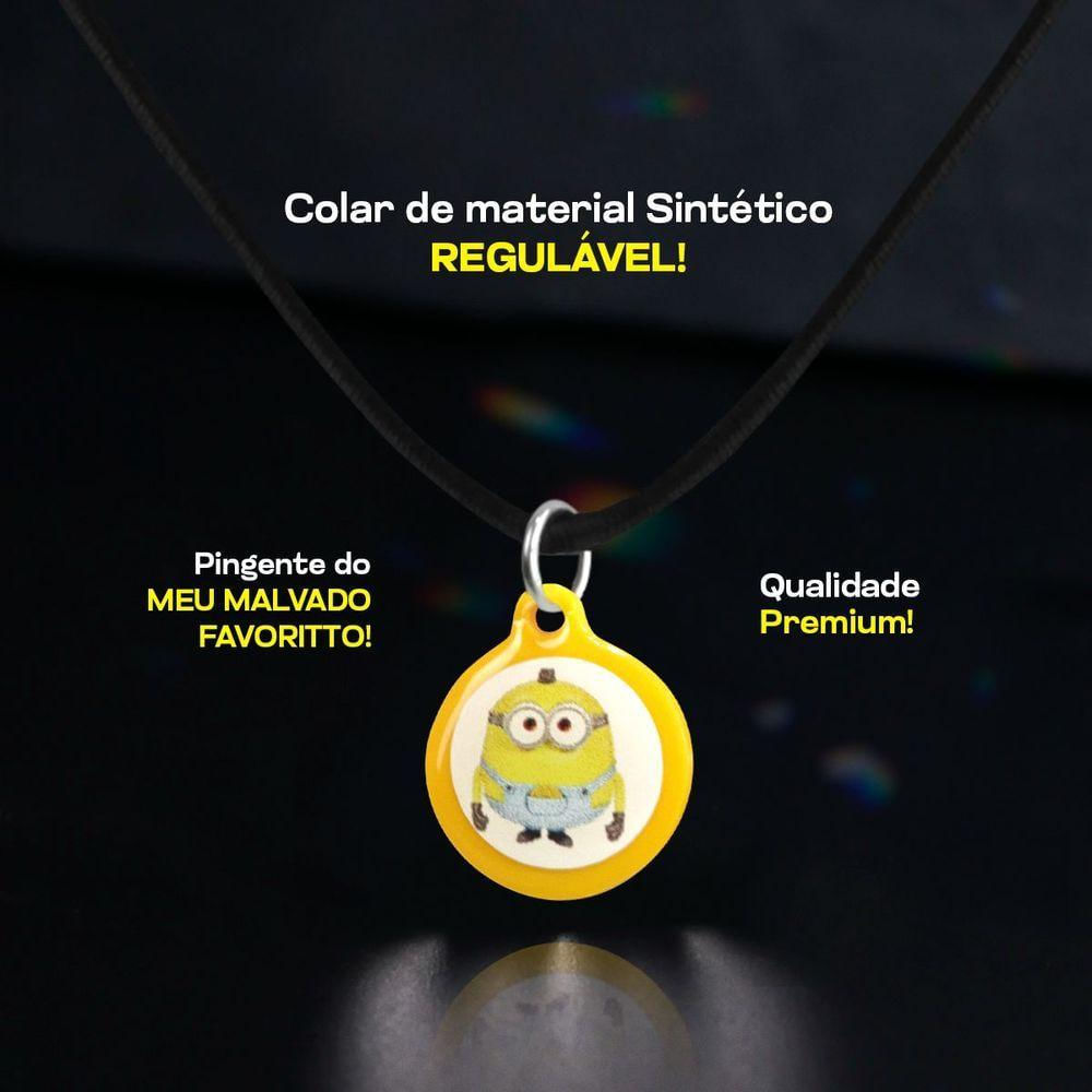 Colar Infantil Unissex + Pingente Minions Qualidade Premium Criança Presente Ajustavel Moda Rosa