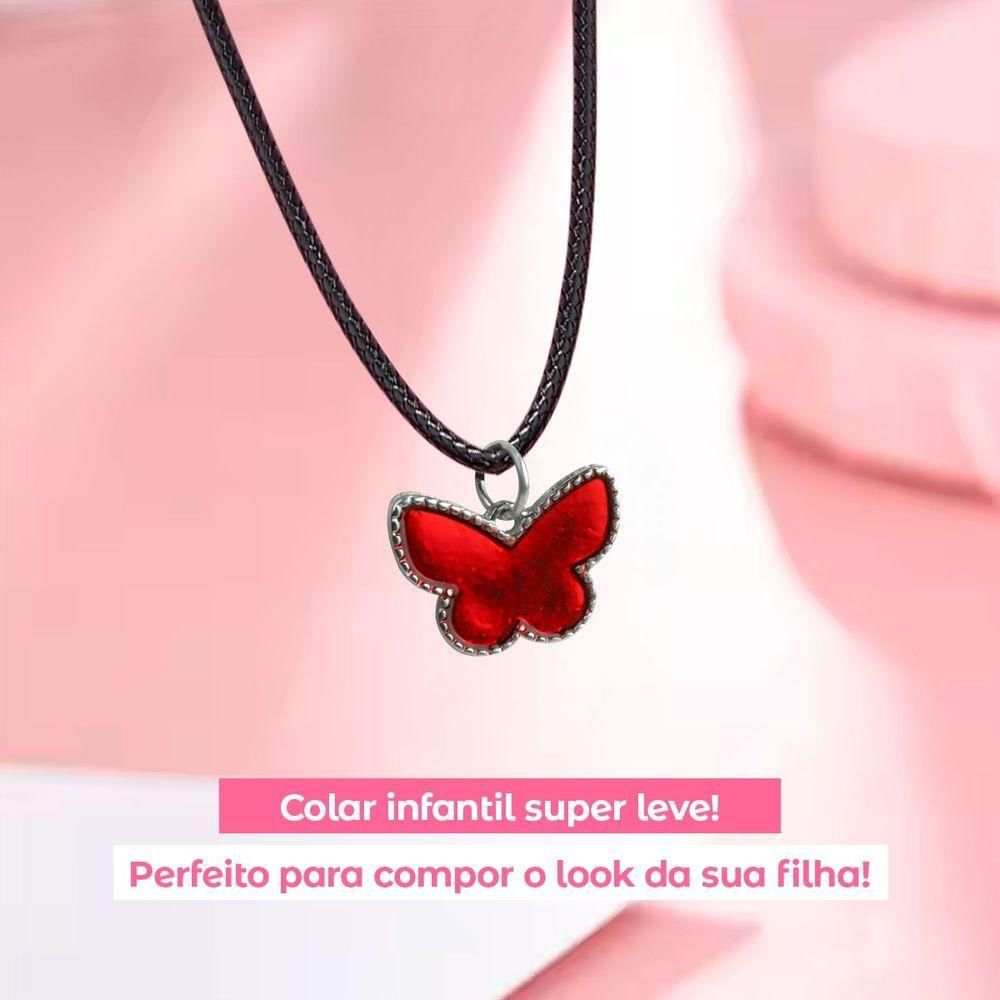 Colar Menina Infantil + Pingente Borboleta Qualidade Premium Moda Amor Criança Presente Ajustavel