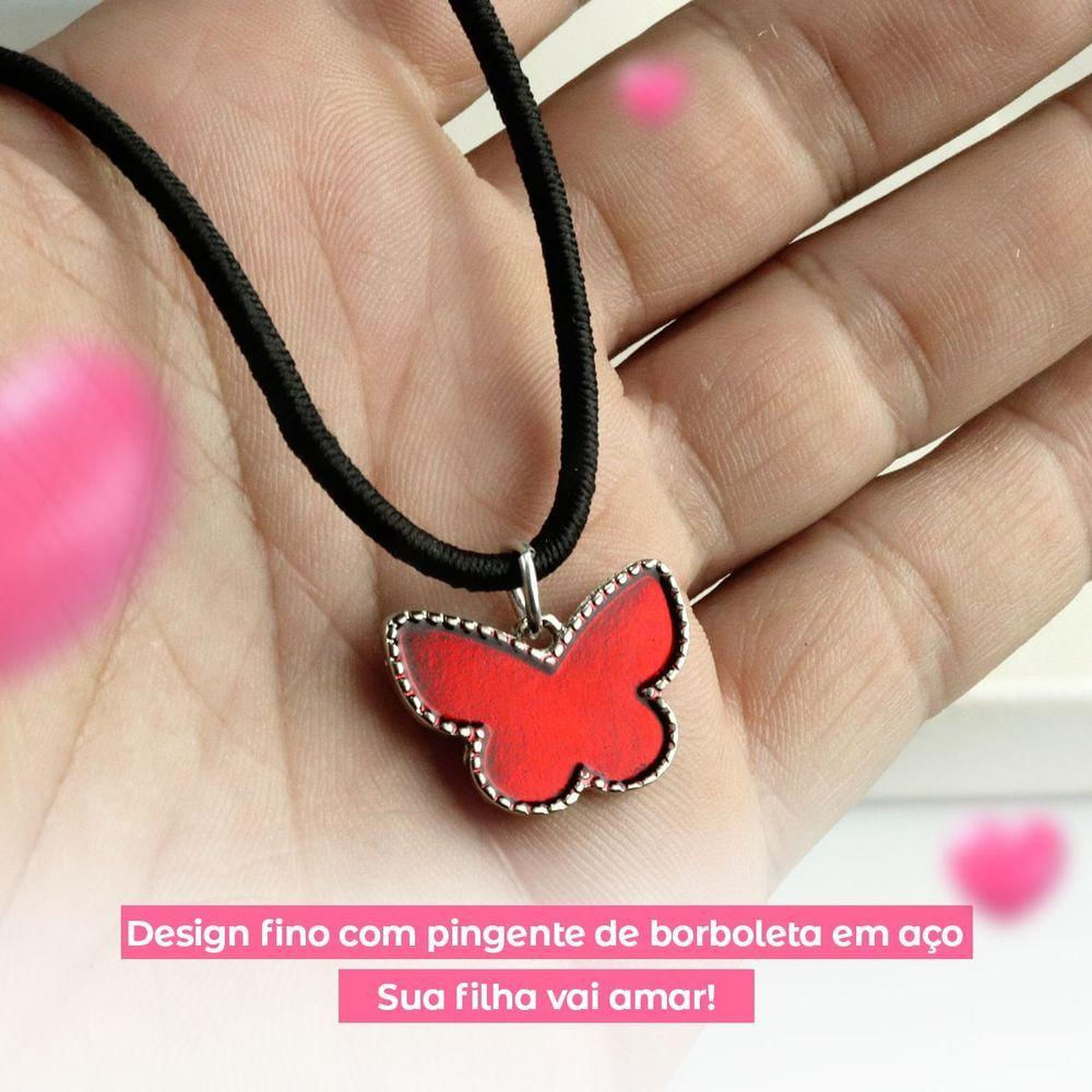 Colar Menina Infantil + Pingente Borboleta Qualidade Premium Moda Amor Criança Presente Ajustavel