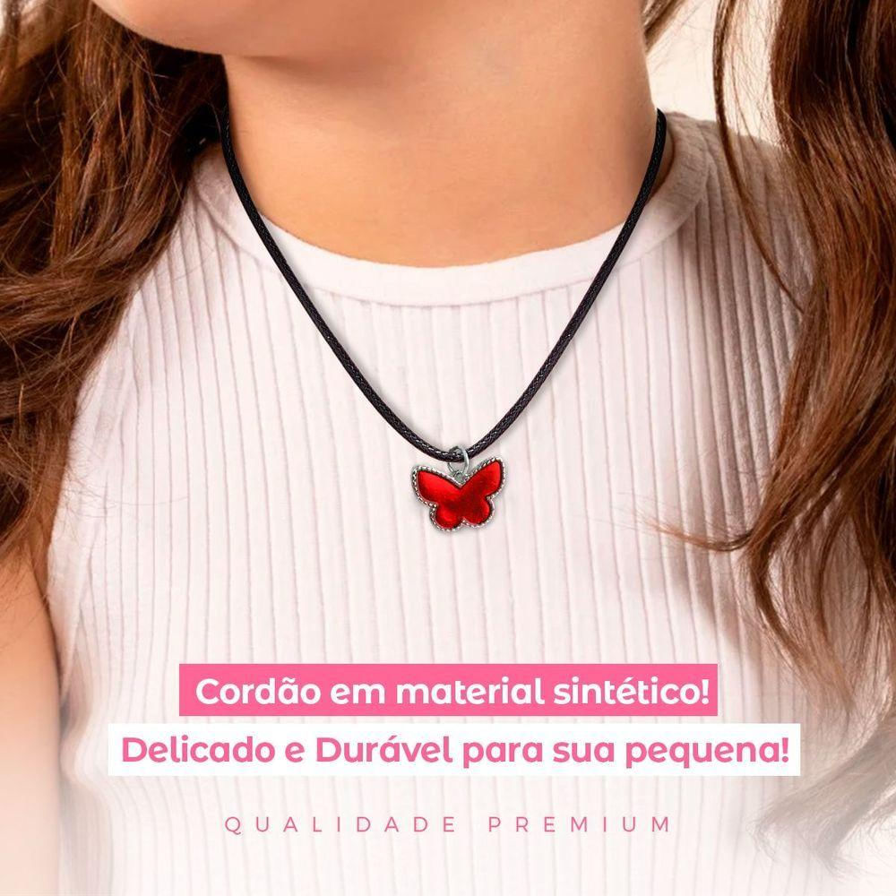 Colar Menina Infantil + Pingente Borboleta Qualidade Premium Moda Amor Criança Presente Ajustavel