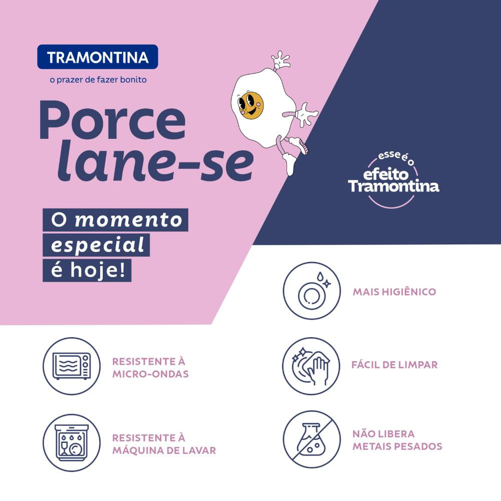 Kit Prato Sobremesa Tramontina Grooby Breakfast em Porcelana Decorada 19 cm 02 Peças