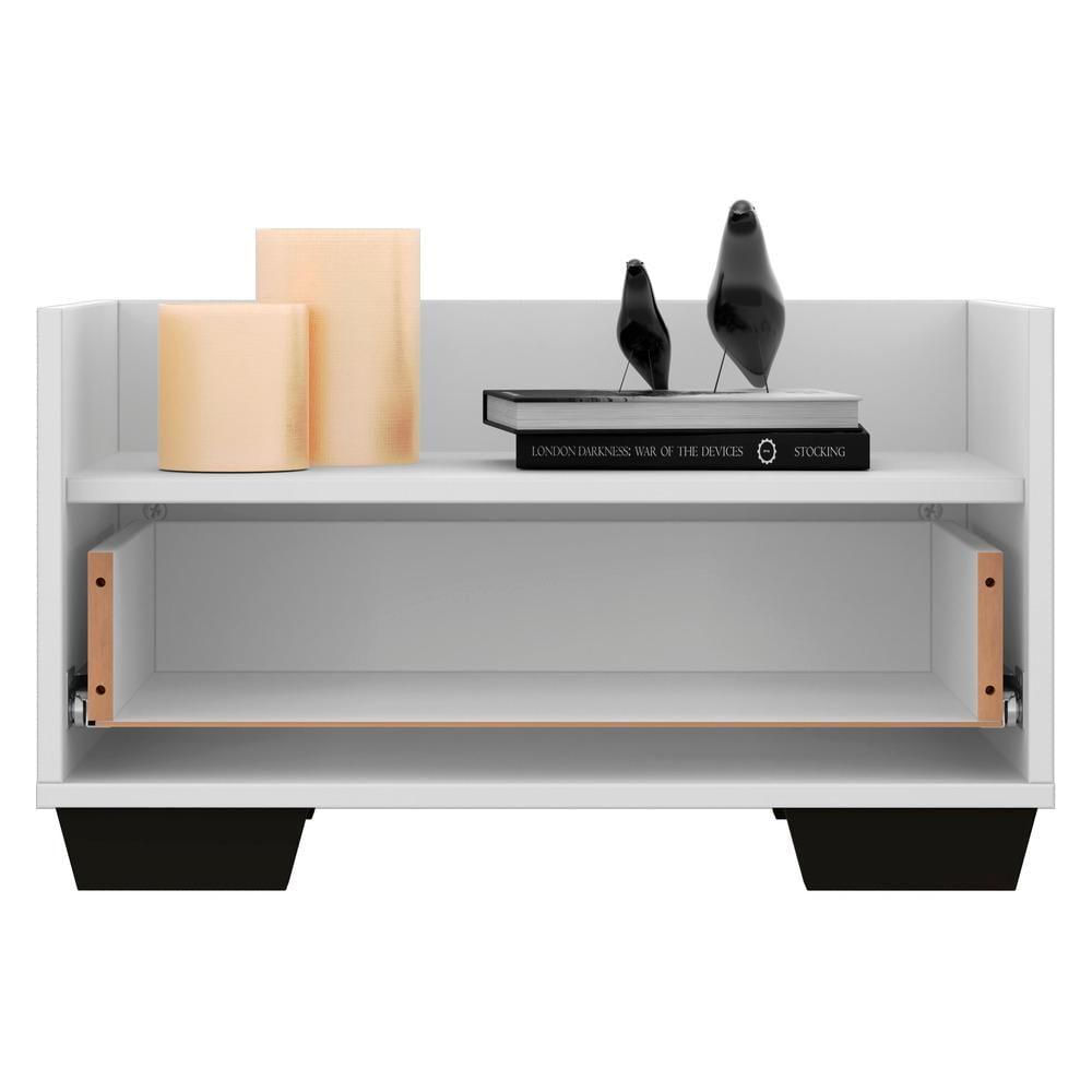 Gabinete Armário Banheiro 60 Cm com Pés Branco Preto