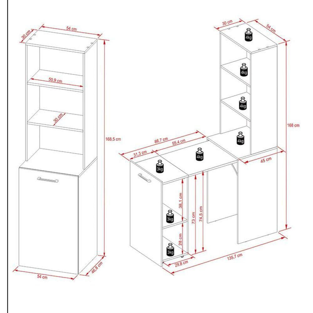 Mesa Dobrável Alta Me4171 Branco - Tecnomobili