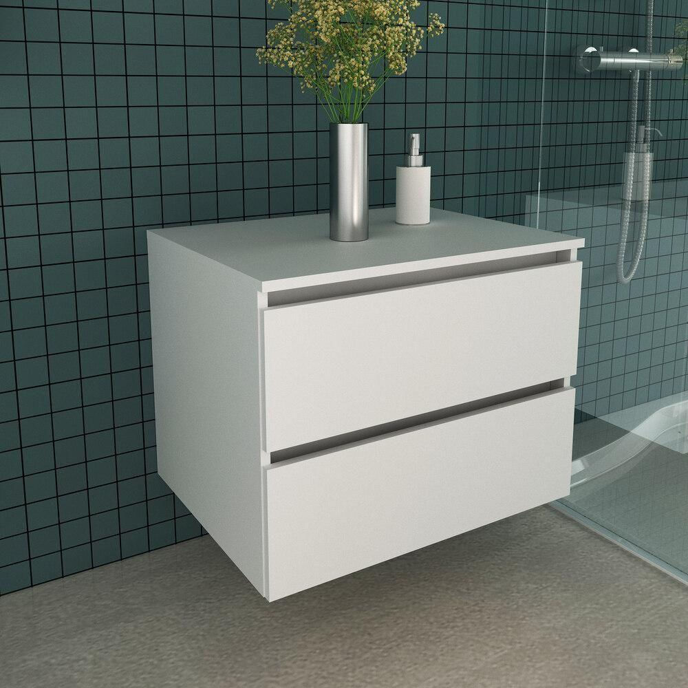 Gabinete Banheiro 2 Gavetas 60Cm Suspenso Cr10087 Branco