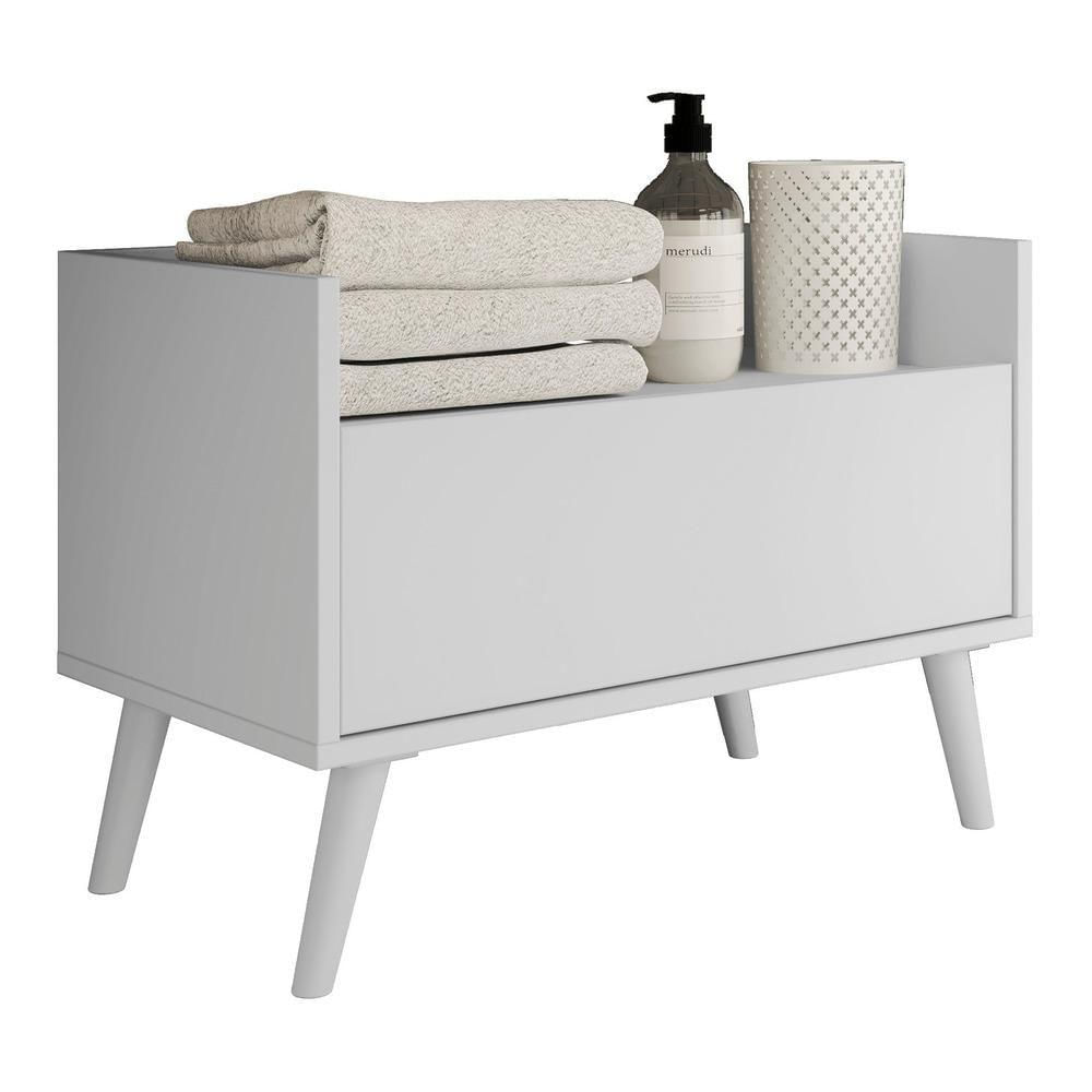 Gabinete Balcão Banheiro 80 Cm C/ Pés Retrô Branco