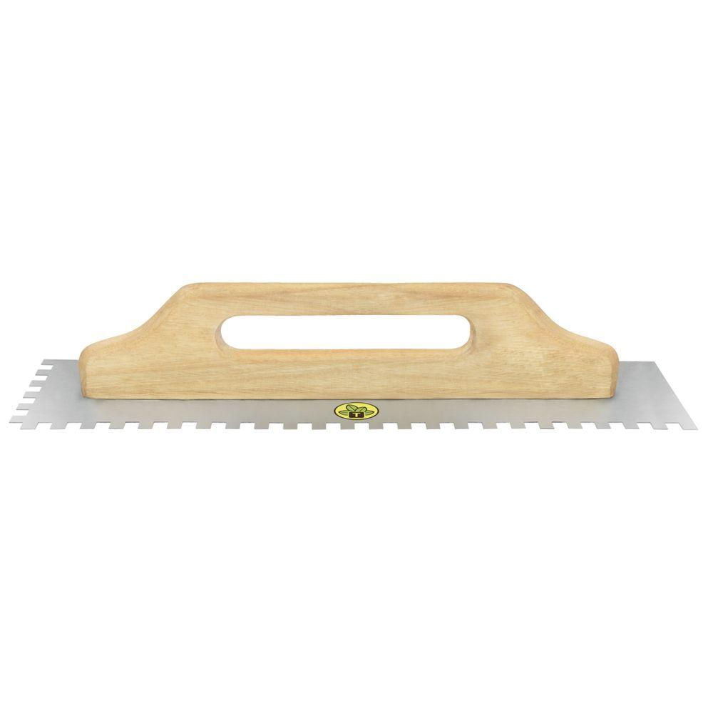 Desempenadeira Metálica De Base Lisa Tramontina Para Drywall Com Dentes Com Cabo De Madeira