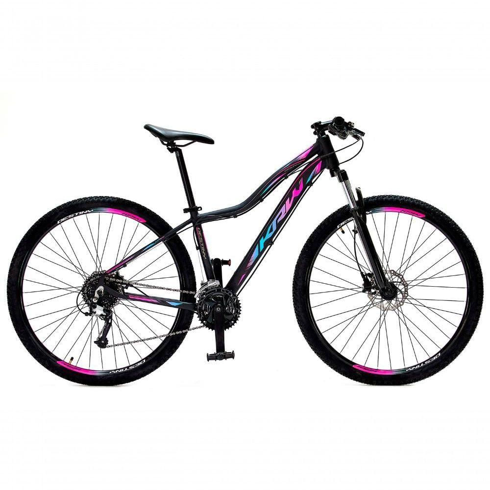 Bicicleta Aro29 Krw Alumínio Shimano 24v Freio Hidráulico S5 15.5 Preto-Rosa E Azul