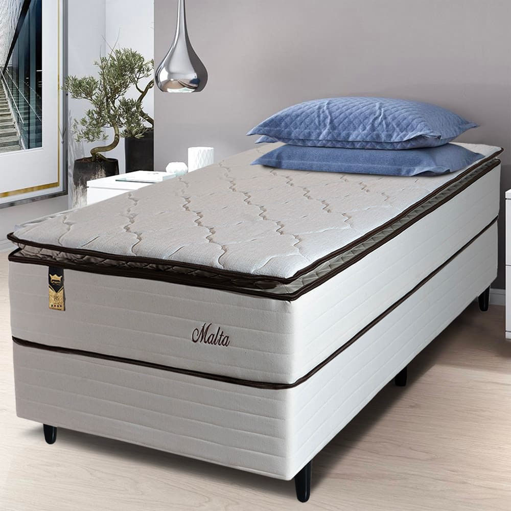 Cama Box Solteiro Hellen Malta Linho com Molas Ensacadas e Espuma D26 66x88x188cm Bege