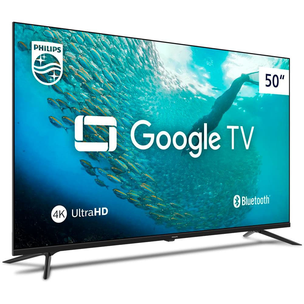 Smart TV LED 50 Ultra HD 4K Philips 50PUG7019 com Google TV, Comando de Voz, Wi-Fi, Entradas HDMI e USB Preto / Bivolt