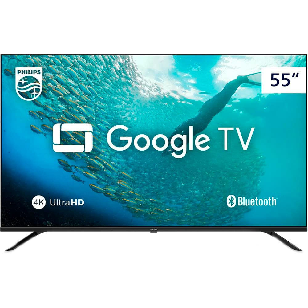 Smart TV LED 55 Ultra HD 4K Philips 55PUG7019 com Google TV, Comando de Voz, Wi-Fi, Entradas HDMI e USB Preto / Bivolt