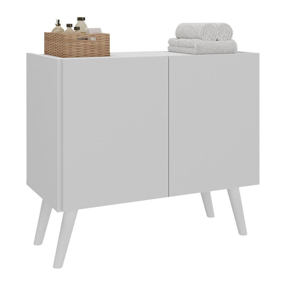 Gabinete Armário De Banheiro 62,5cm Retrô 2 Portas Multimóveis Mp5045 Branco Branco