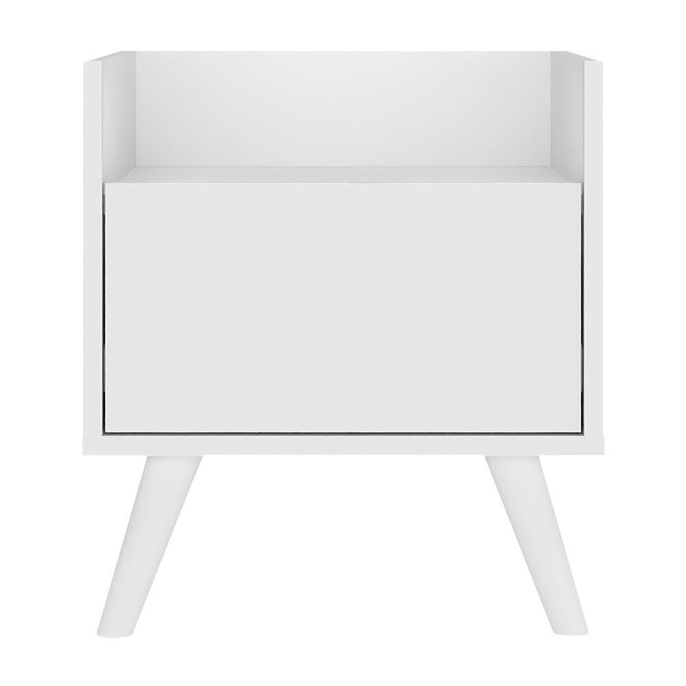 Mesa De Cabeceira 40Cm Retrô Multimóveis V4041 Branca Branco