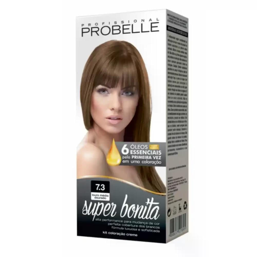 Coloração Super Bonita Louro Médio Dourado 7.3 Probelle 50G