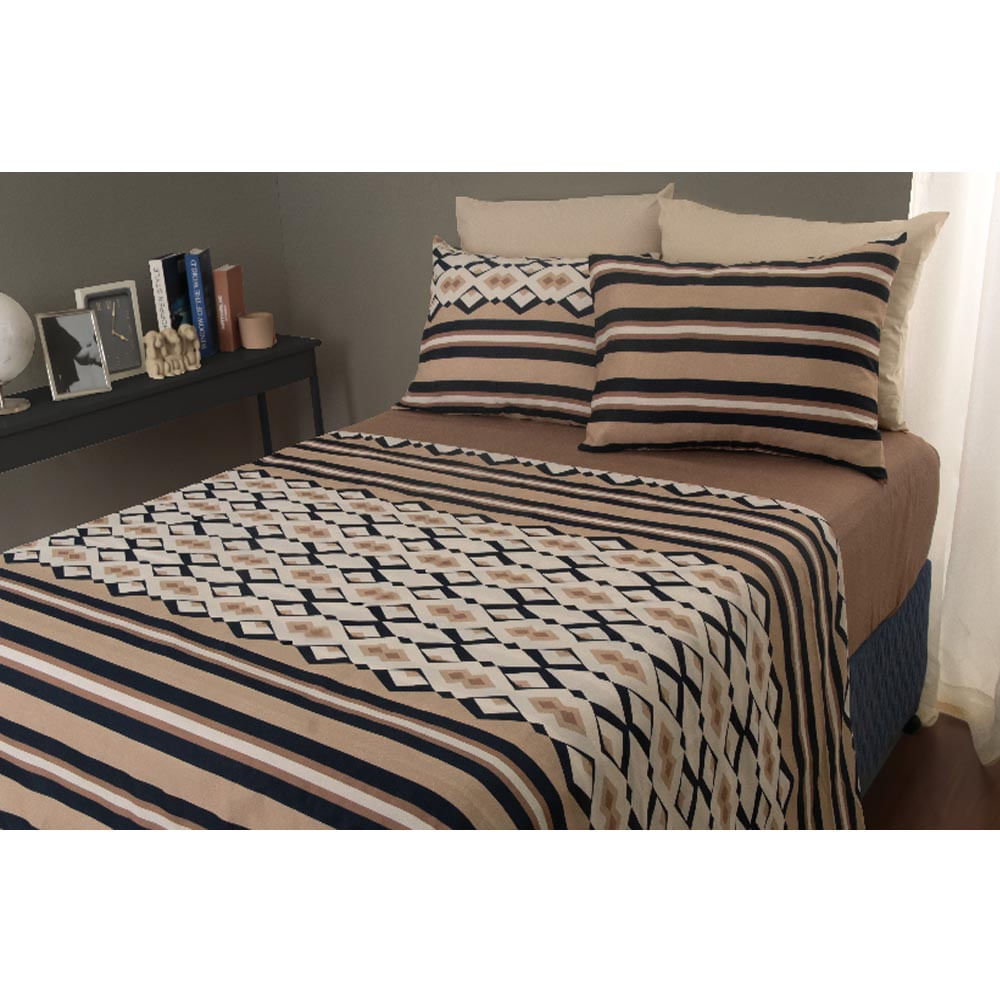 Jogo de Cama Duplo Casal 4 Peças 140 Fios 250x220cm Akira 2 Realce Premium - Sultan