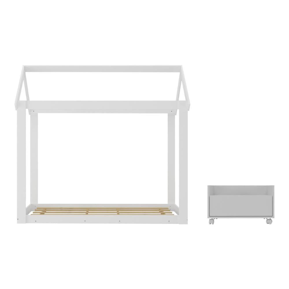 Cama Infantil Montessoriana Para Colchão 150x70cm Com Mesa De Cabeceira Bambolê Multimóveis Mx4285 Branco