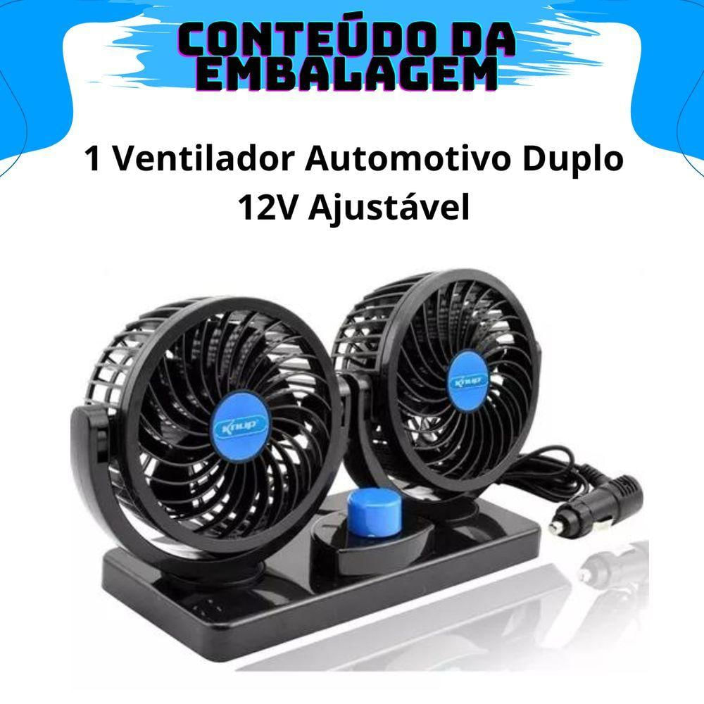 Ventilador Automotivo Duplo 12v Duplo Com Ajuste Para Carro Caminhões Van