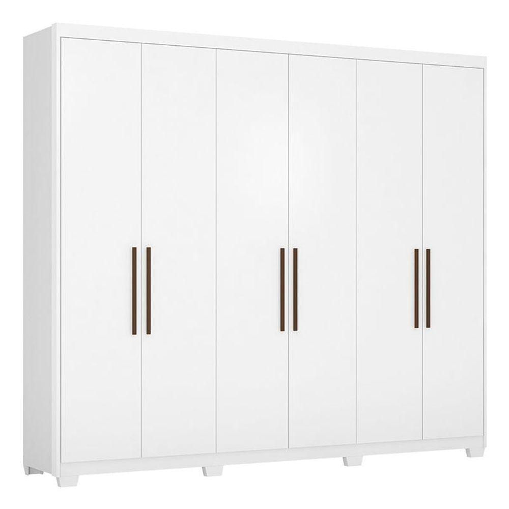 Guarda Roupa Casal Sumatra Com Pés Branco Brilho - Demóbile