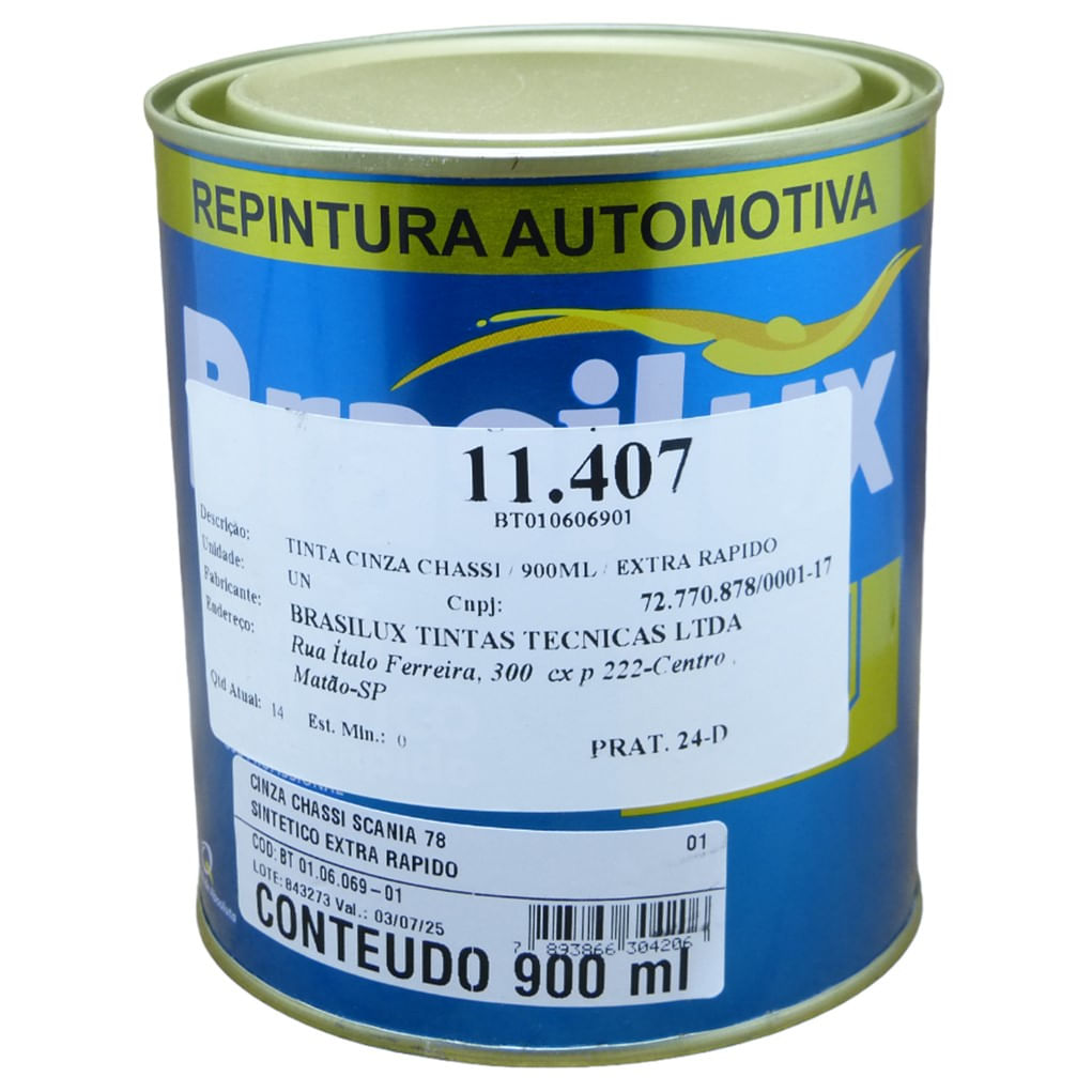 Tinta Cinza Brasilux Chassi 900 ml Extra Rápido