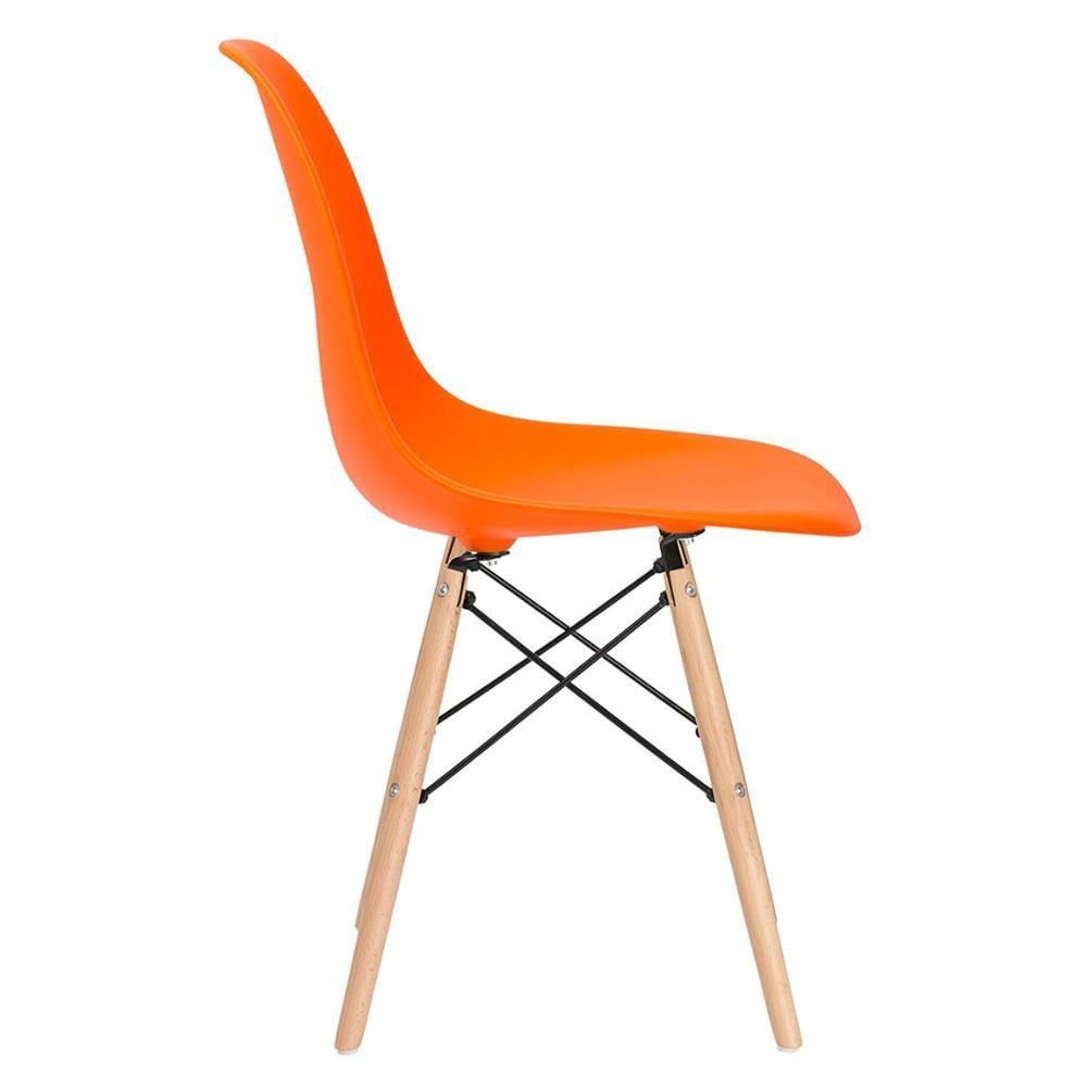 Mesa Redonda Eames 100cm Branco + 3 Cadeiras Laranja