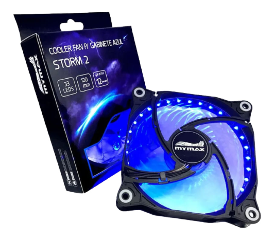 Cooler Fan 120mm Storm 2 - Preto Led Azul - Mymax