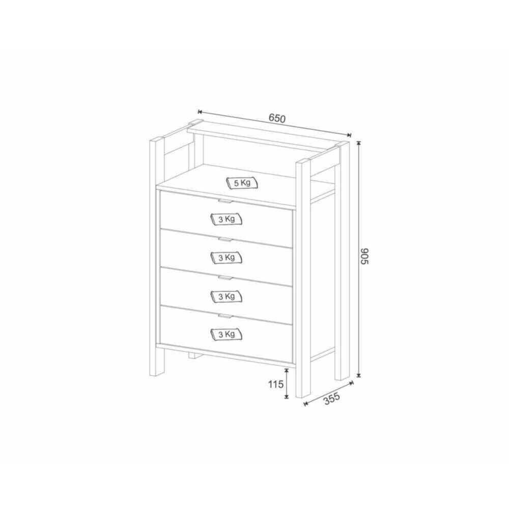 Gaveteiro Com 4 Gavetas Multimóveis Vcr25006 Branco/Nogal