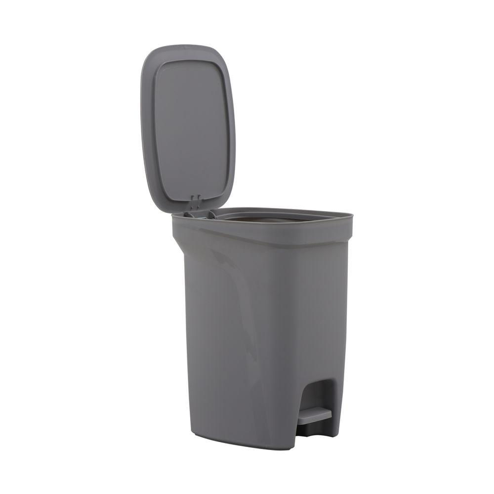 Lixeira Tramontina Compact 10l Em Polipropileno Cinza Com Haste Em Aço Galvanizado