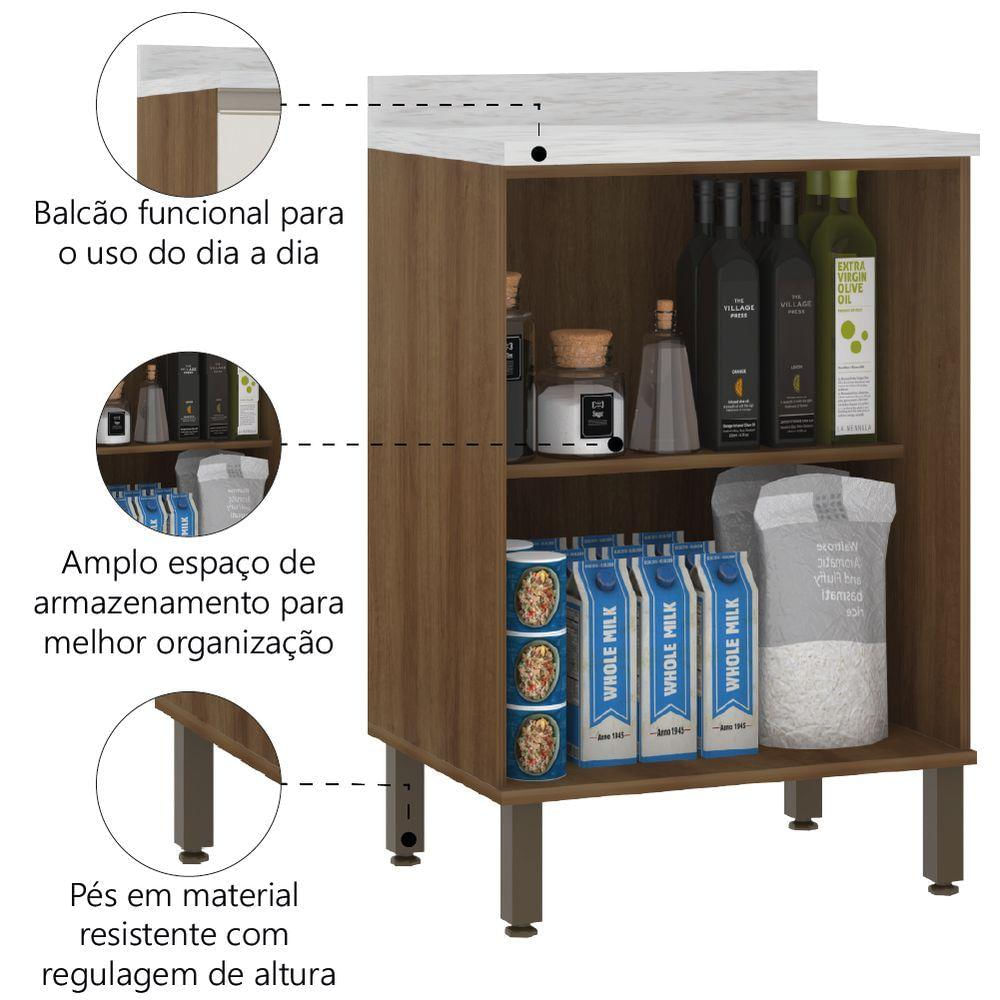 Balcão De Cozinha Duplo Com Tampo 2 Portas Areia/madeirado Diana Luciane Av/areia