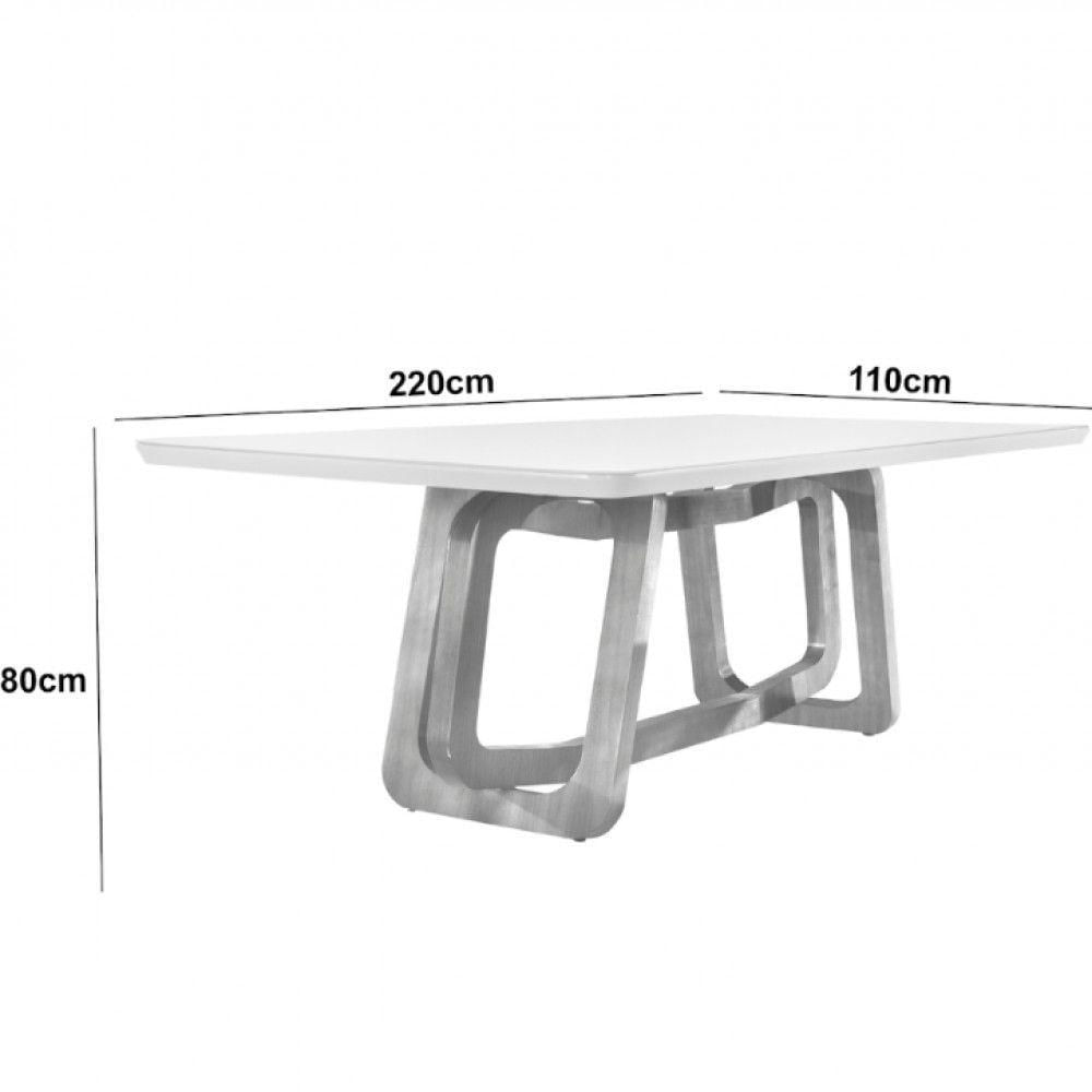 Mesa Para Sala De Jantar Charlote 220cm Moderna Mobília Off White-cinamomo Imbuia