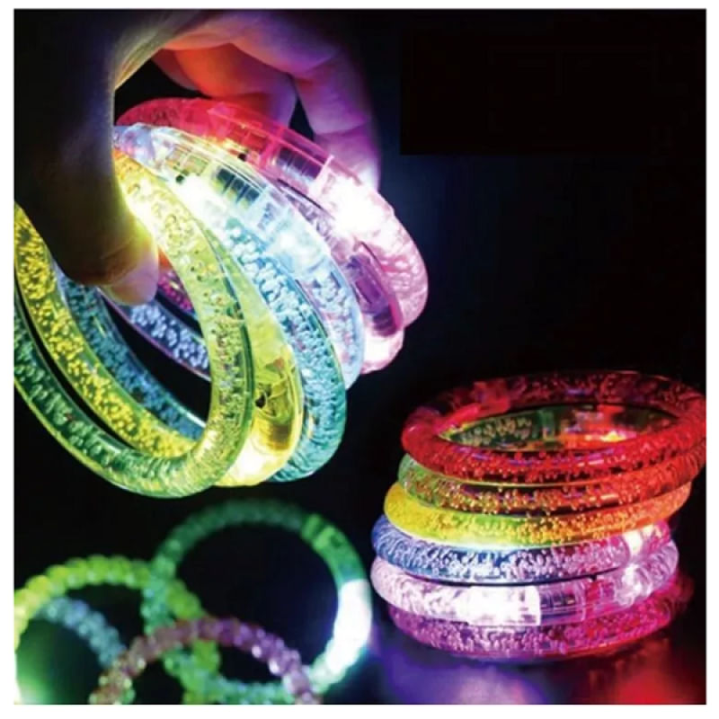 Pulseira Bracelete Led Pisca C/3 Unidades Cores Sortidas