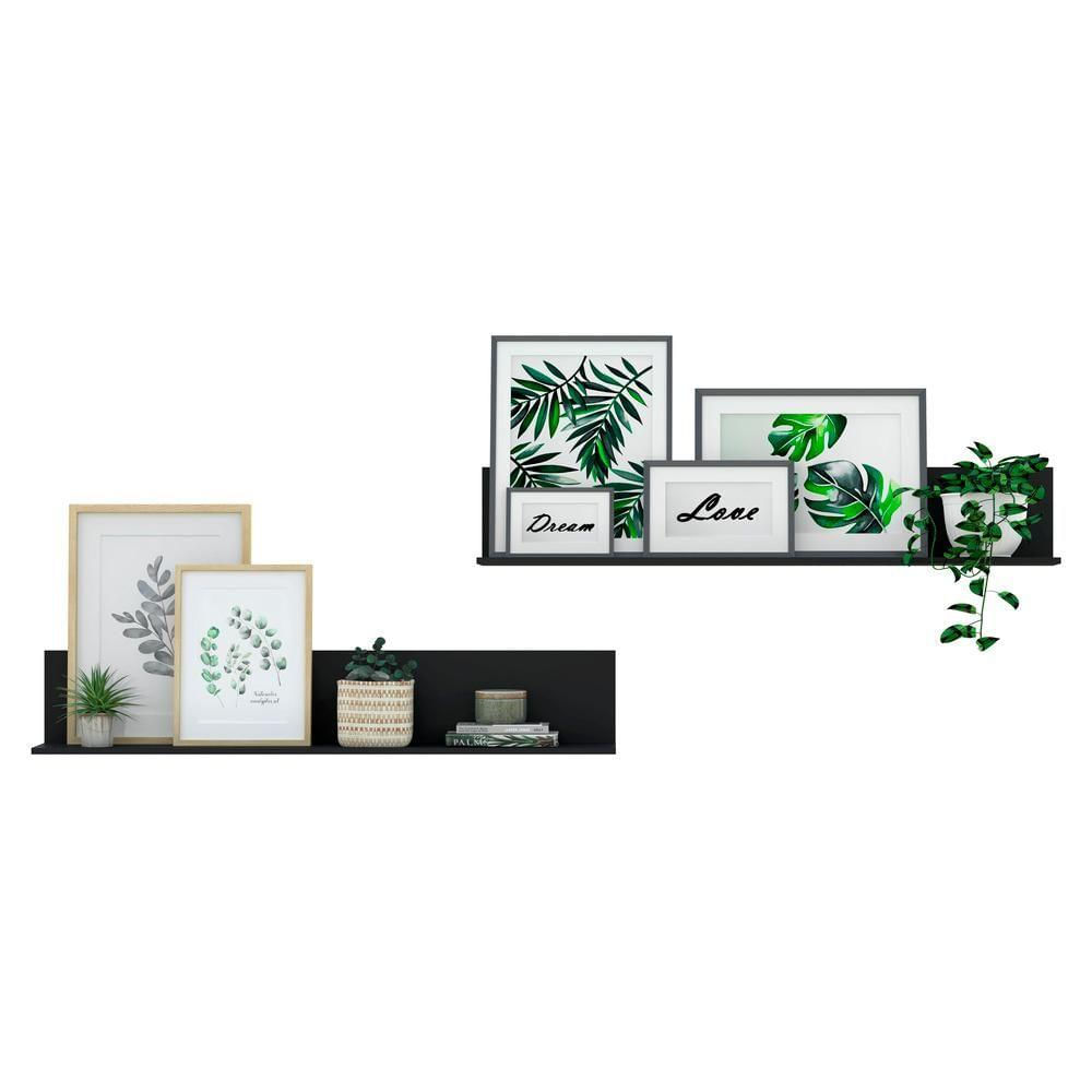 Kit 2 Prateleiras Nichos Decorativos Multimóveis Preto