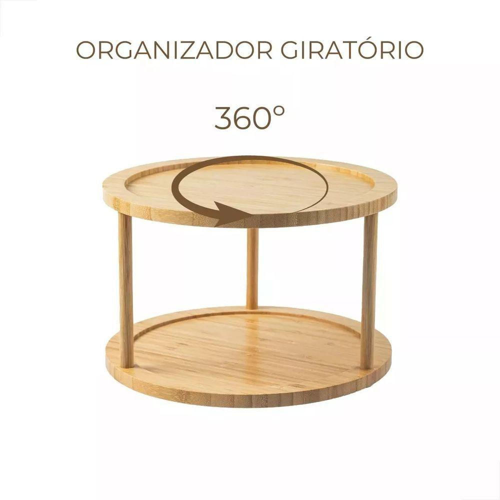 Organizador Giratório Em Bambu Duplo Keep