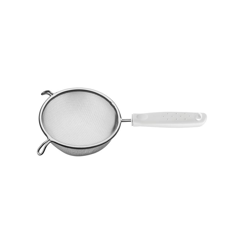 Peneira Tramontina Utilita Em Aço Inox Com Cabo De Polipropileno Branco 14 Cm