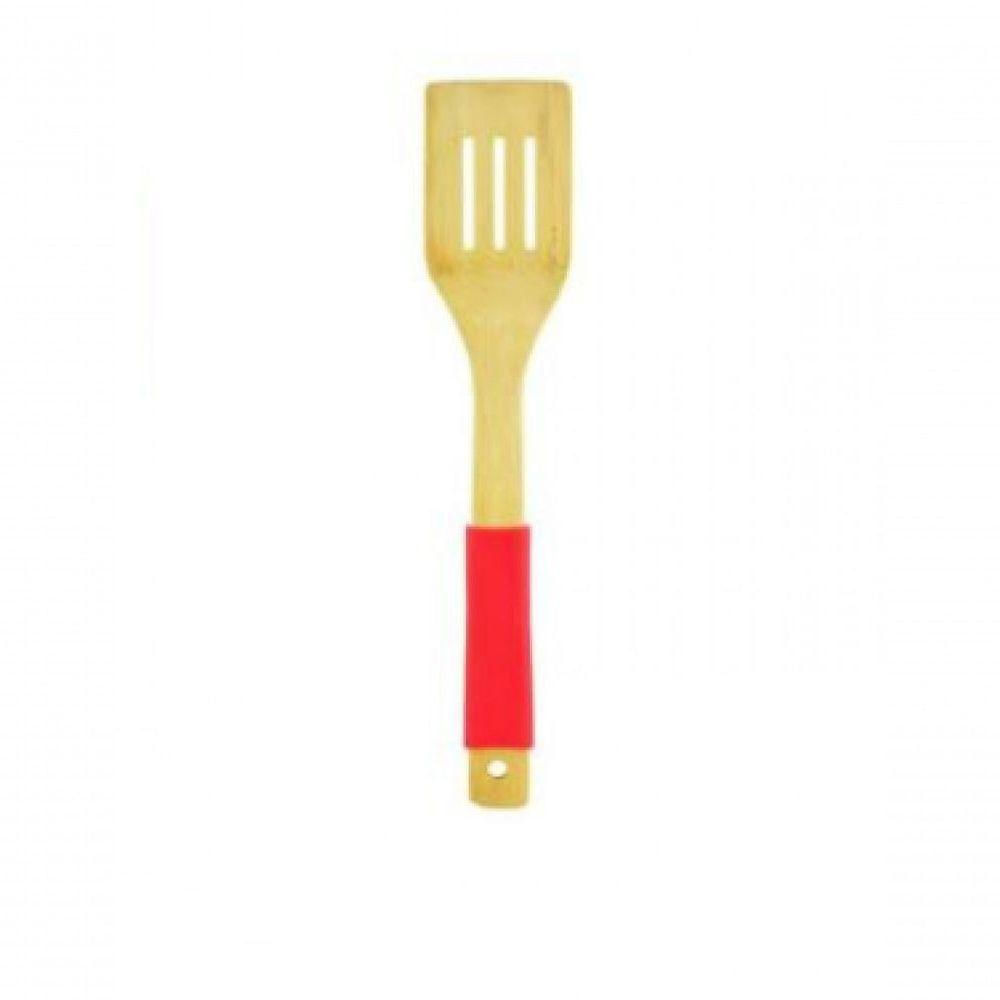 Espatula Vazada De Bambu 30 Cm Com Cabo Silicone - Wincy