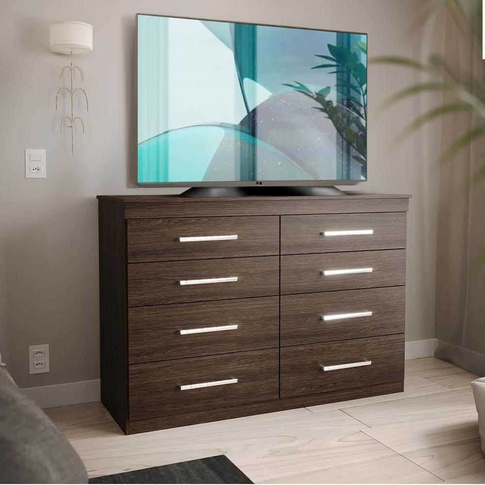 Cômoda Para Tv Até 50 Polegadas 8 Gavetas Capuccino Millie Shop Jm