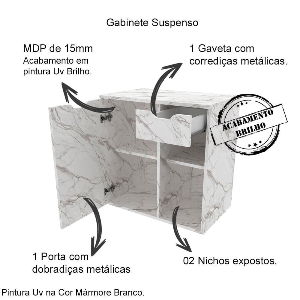 Conjunto Para Banheiro Gabinete Bn3605x02 Marmore Branco