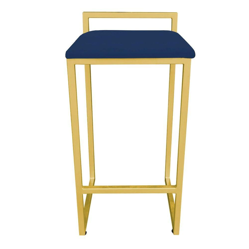 Banqueta Pietra Suede Azul Marinho