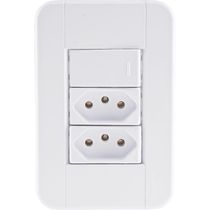 Conjunto 4x2 Com 1 Interruptor Simples 10 A 250 V E 2 Tomadas 2p+t 20 A 250 V Tramontina Tablet Branco