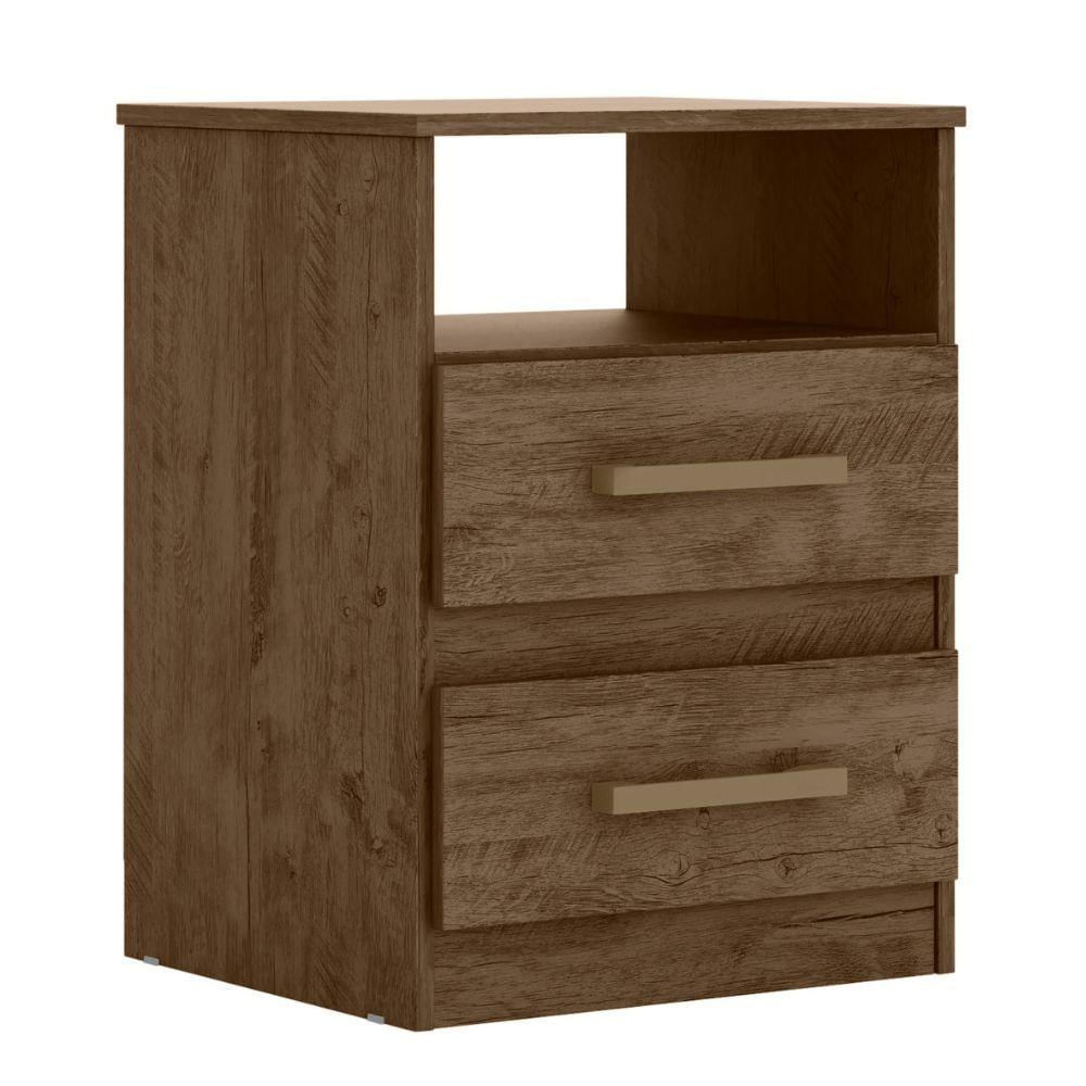 Mesa De Cabeceira Apolo 2 Gavetas Castanho Wood Flex Moval